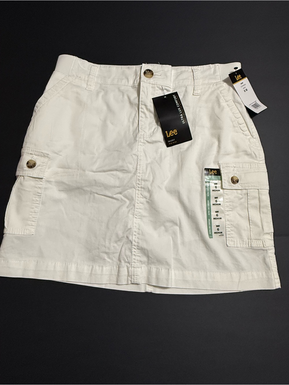 Lee Cream Utility Cargo Mini Skirt